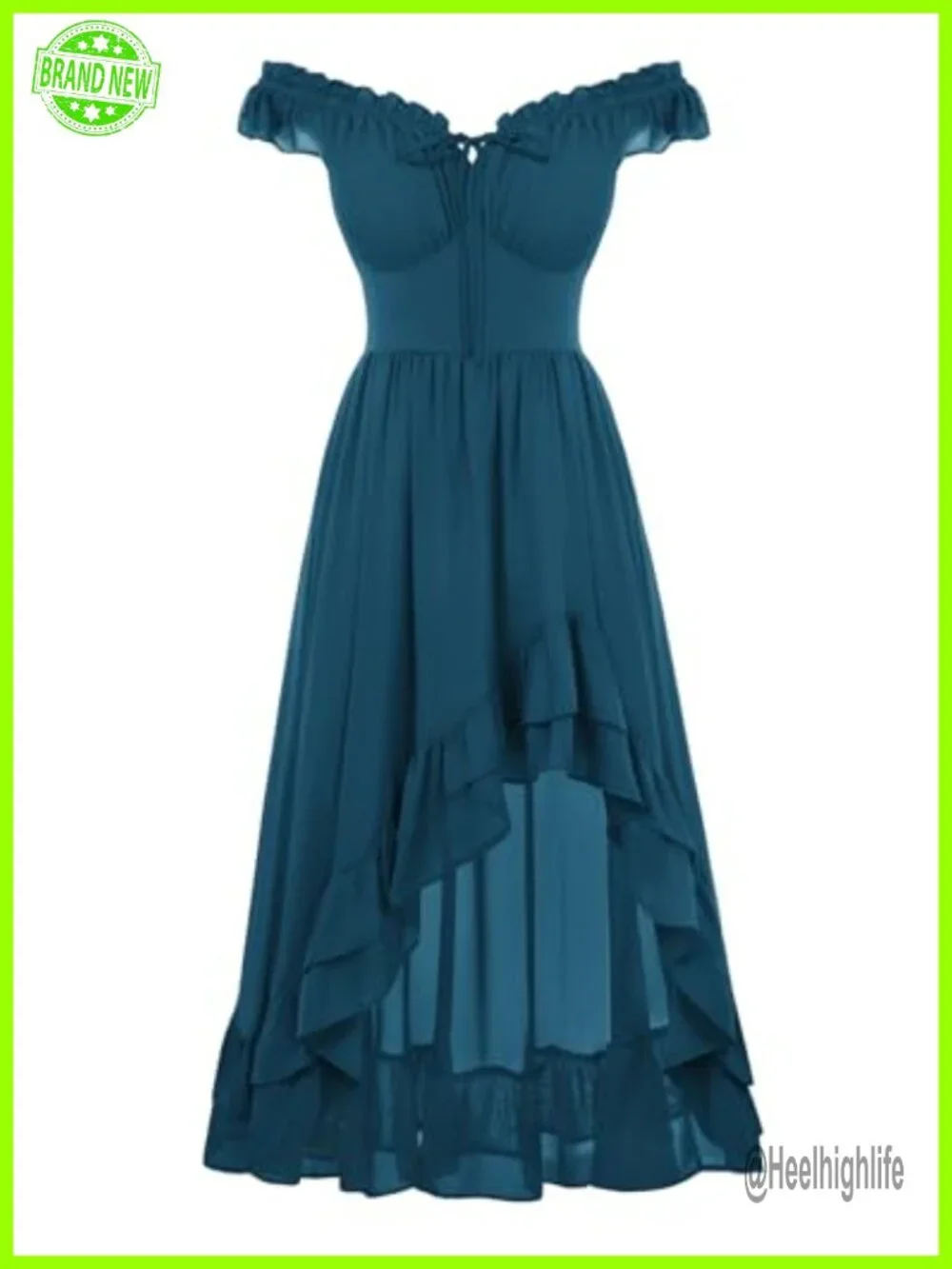 Renaissance Corset Dress Off Shoulder Flowy Sundress Chiffon Dress